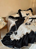 Load image into Gallery viewer, French light luxury romantic princess style long-staple cotton four-piece set cotton pure cotton bow quilt cover girl heart bedding